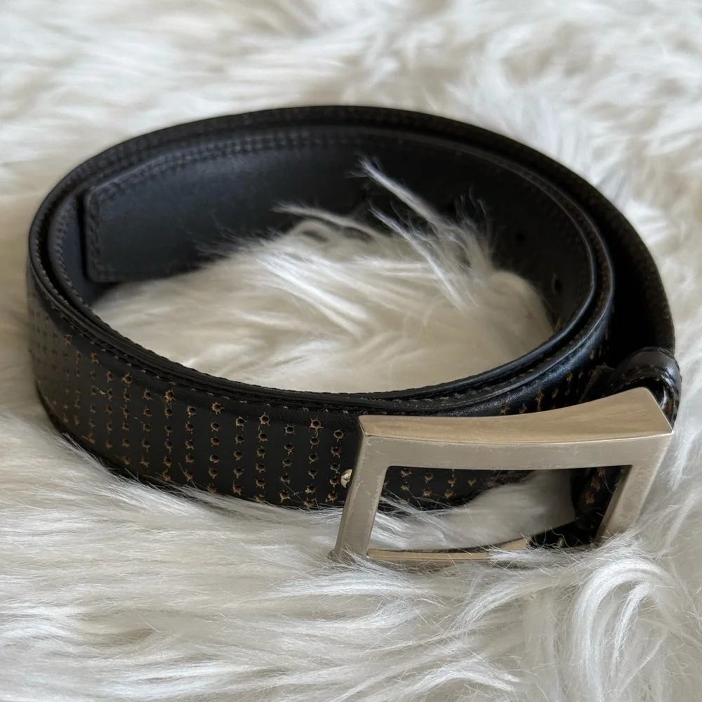 PGA Tour | Men’s Black Leather Belt Size 36 with Decorative Holes